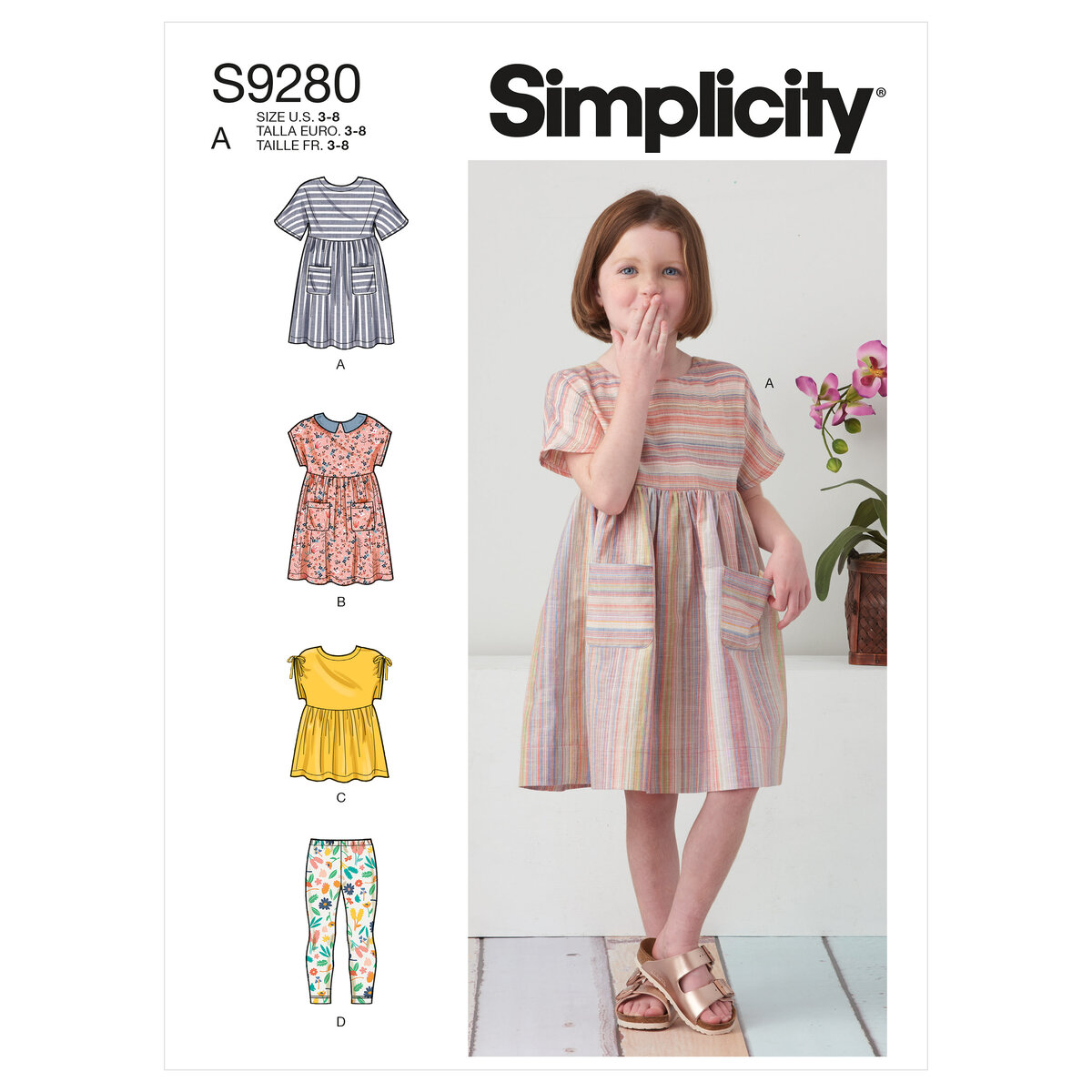 Simplicity 9280 Childrens dresses, top and leggings