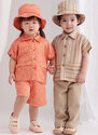 Toddlers top, pants, shorts and hat in three sizes