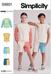 Girls and boys sweatshirts and shorts. Simplicity 9801. 