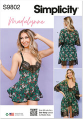 Robe with belt and teddy lingerie by Madalynne Intimates. Simplicity 9802. 