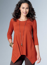 Loose Knit Tunics with Shaped Sides and Pockets. Butterick 6492. 