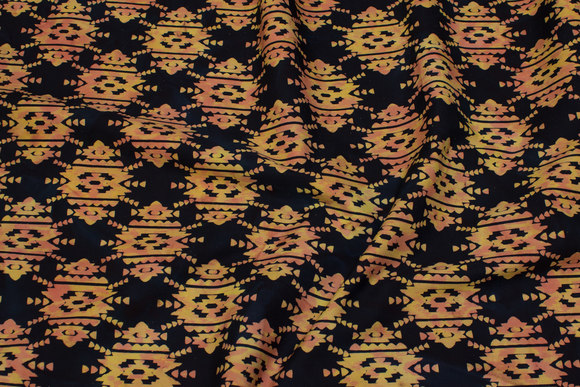 Black batique-cotton with golden pattern