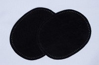 Black, oval patches in suede 2 pcs