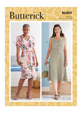 Dress, Sash and Belt with AB, C, D, DD Bust Cup. Butterick 6809. 