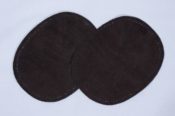 Dark brown, oval patches in suede 2 pcs