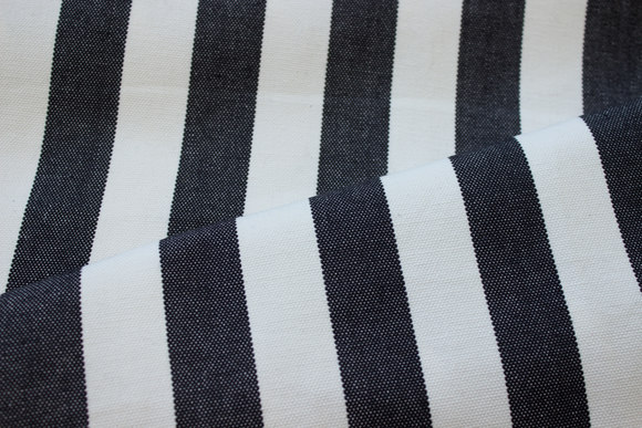 White sunchair fabric with black stripes, 4 cm stripes