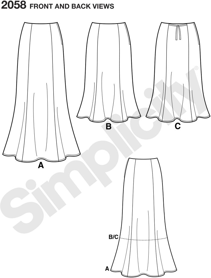 Misses´ and Plus Size Amazing Fit skirt in two lengths with individual pieces given for slim, average and curvy fit… includes customized fitting instructions. Misses´ and Plus Size Amazing Fit skirt in two lengths with individual pieces given for slim, average and curvy fit… includes customized fitting instructions.