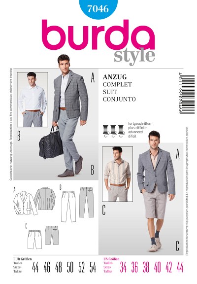 Suit, shorts, shirt etc. for men