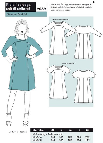 Dress in corsage-cut for knits