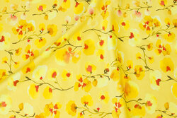 Fresh yellow cotton-jersey with flowers