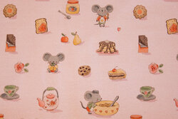 Old rose cotton-jersey with small cute mouse