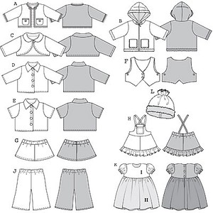 Chic outfits for dolls. From suit to ball gown with bolero and from pants/trousers to winter jacket – plus the matching headwear. The doll‘s mommy can mix and match as she pleases.