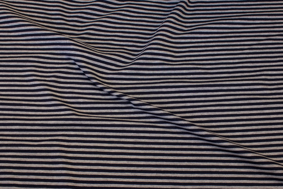 Across-striped, lightweight sweatshirt fabric, grey and navy, 4 mm stripes