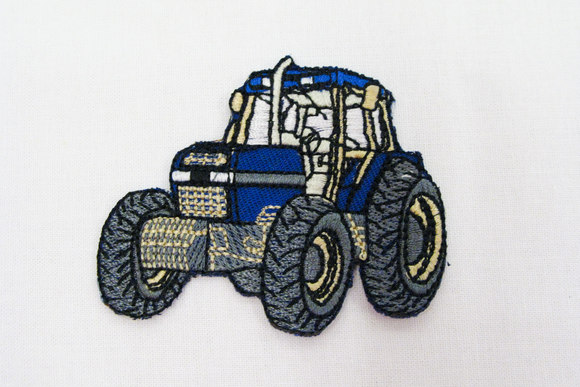 Ironing patch with tractor, blue