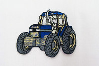 Ironing patch with tractor, blue