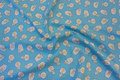 Light blue patchwork cotton with small sheep 