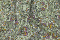 Light dusty-green blouse-viscose with purple pattern