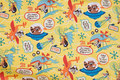Light yellow cotton with animals and airplanes