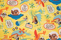 Light yellow cotton with animals and airplanes