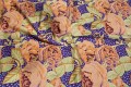 Lime-yellow patchworkfabric with flowers