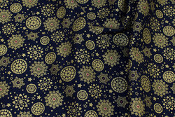 Navy cotton with 2-3 cm gold print