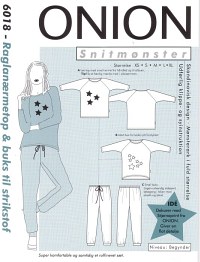 Raglan-sleeve top and pants for knits. Onion 6018. 