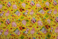 Yellow cotton with cute pigs for patchwork