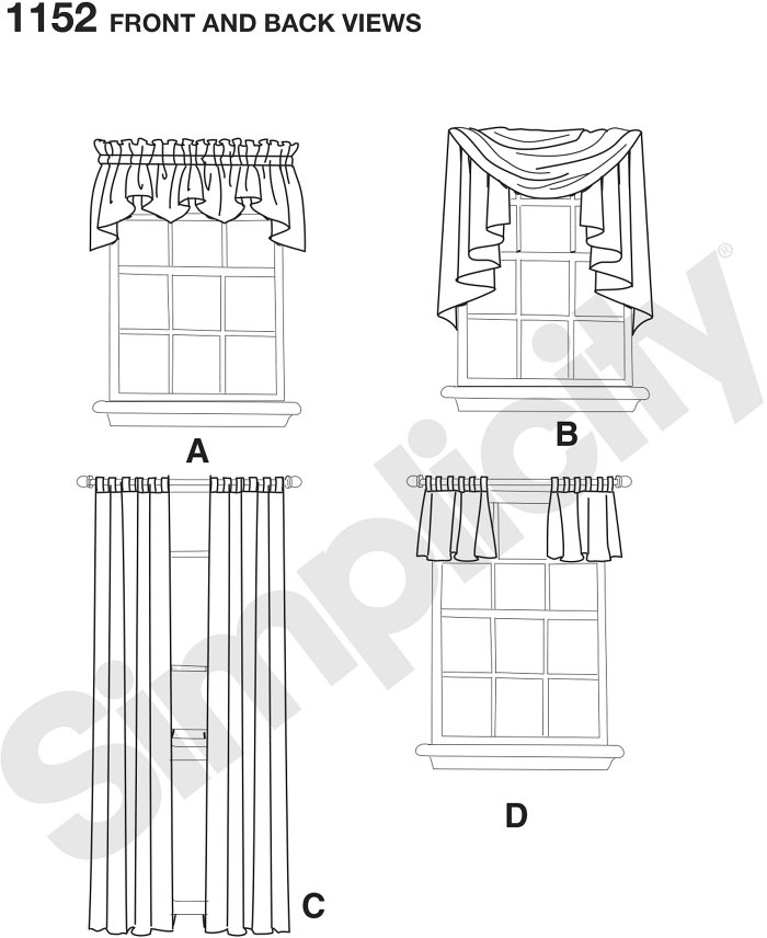 Update your decor with these classic valences and panels. With Sewing Patterns for Dummies, you get special easy to follow instructions, great  for beginners. Simplicity sewing pattern.