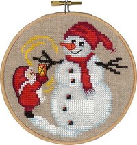 Santa claus and snowman, christmas wall embroidery . Permin 13-6244. 