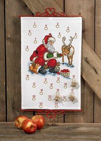 Christmas calendar with santa claus and reindeer . Permin 34-6225. 