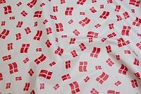 White coated fabric with Danish flags, different sizes