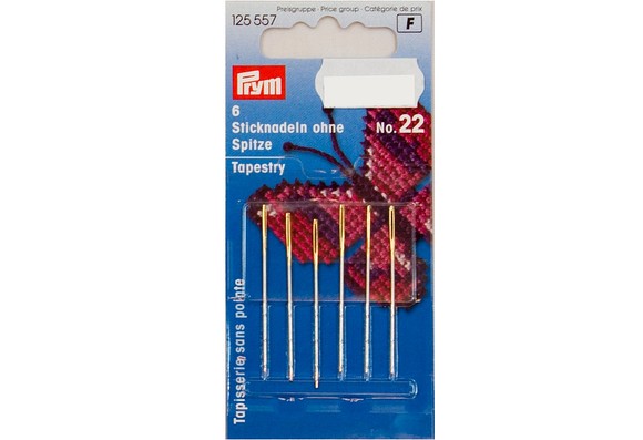Embroidery needles with point, 6 pcs, no. 22
