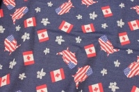 Stretch-denim with USA and Canada motifs
