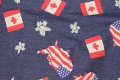 Stretch-denim with USA and Canada motifs