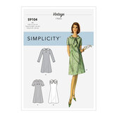 Vintage Dresses With Sleeve and Neckline Variation. Simplicity 9104. 