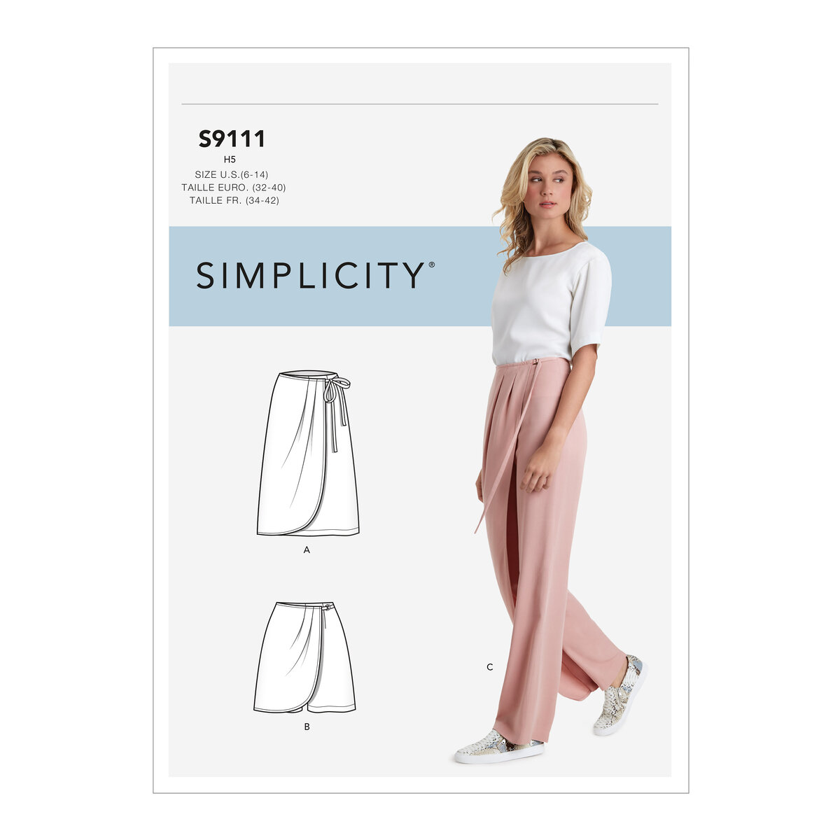 Simplicity Imiteret slå-om bukser, nederdel og | FJØLNER