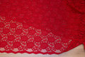Beautiful, clear red dress-lace-fabric with scallop edges