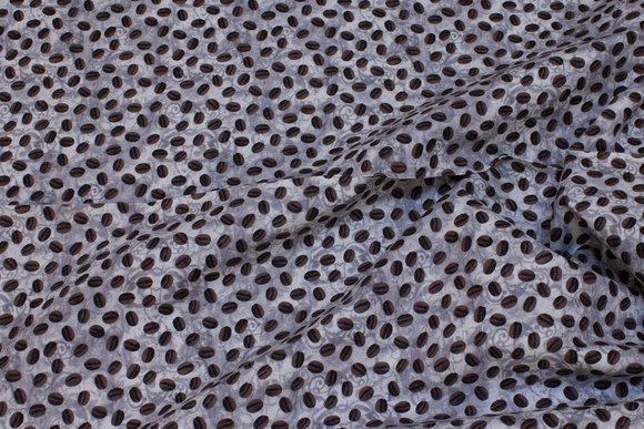 Grey patchwork-cotton with small brown coffe-beans