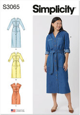 Dresses with tie belt. Simplicity 3065. 