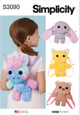 Animal mini backpacks. Simplicity 3090. 