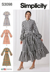 Dress with sleeve length variations. Simplicity 3098. 