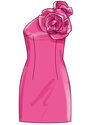 Dress in two lengths with detachable 3d flowers