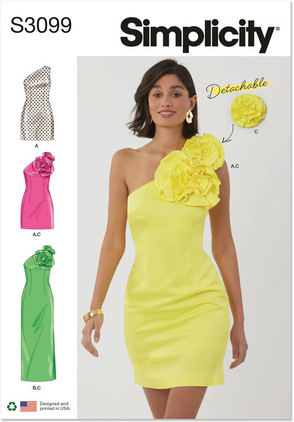 Dress in two lengths with detachable 3d flowers