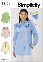 Shirt with detachable 3d flowers. Simplicity 3101. 