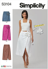Wrap skirts with detachable 3d flower. Simplicity 3104. 
