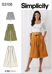 Shorts and pants with tie belt. Simplicity 3106. 