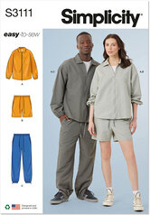 Unisex jacket, shorts, pants. Simplicity 3111. 