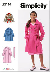 Girls´ trench coat in three lengths. Simplicity 3114. 