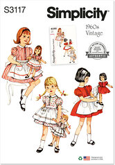 Children´s and dolls´ dress apron. Simplicity 3117. 