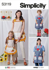 Children aprons kitchen accessories. Simplicity 3119. 